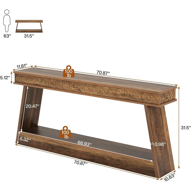 Tribesigns Farmhouse Wood Console Table image number 4