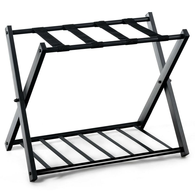 Set of 2 Folding Metal Luggage Rack Suitcase