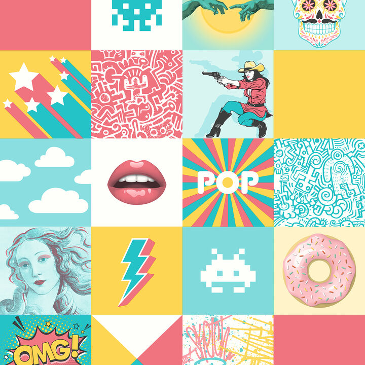 Pop Art Patchwork Wallpaper