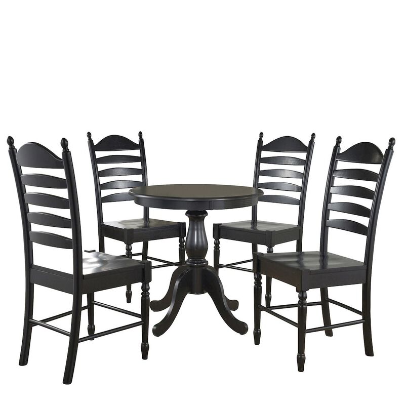 Carolina Living Fairview 36 Pedestal Dining Table with 4 Whitman Dining Chairs - Antique Black