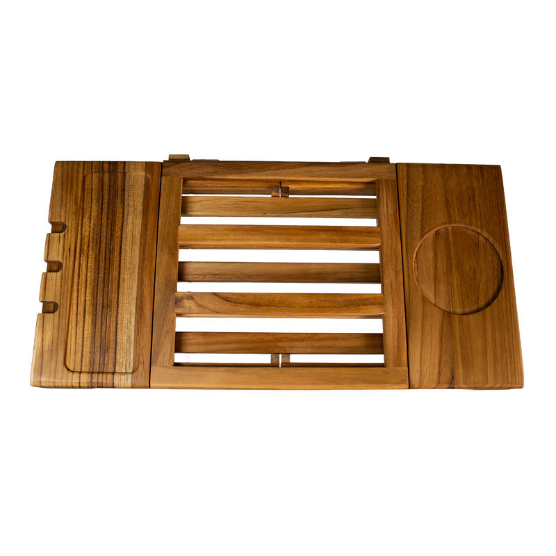 Expandable teak bathtub amenity tray image number 2