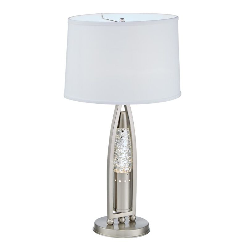 Danie Table Lamp, 4 Way Switch, Clear Glass Tube, Silver Metal 28 Inch