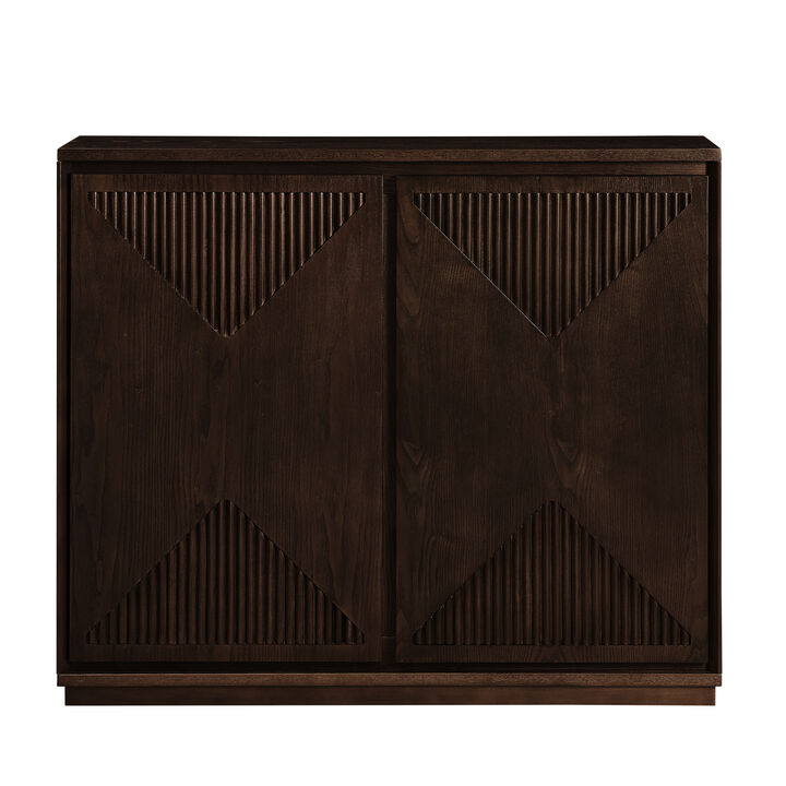 Merax Elegant V-Shape Fluted Sideboard - Multifunctional Storage Cabinet with Outlet Holes