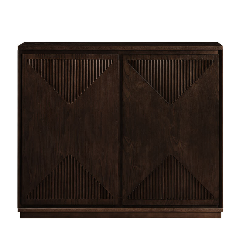 Merax Elegant V-Shape Fluted Sideboard - Multifunctional Storage Cabinet with Outlet Holes image number 0