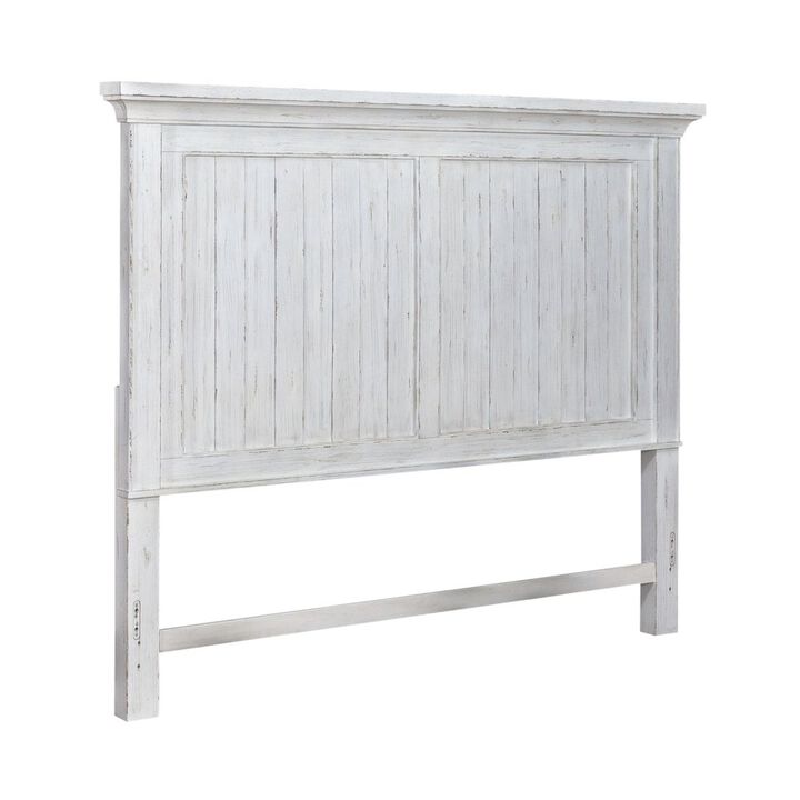 Liberty Furniture Queen Mansion Headboard for Bed Frame Cottage - Riverstone White & Tobacco