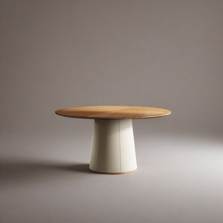 Round Dining Table with Leather Base for Dining Room 59.05" Brown & Beige Base