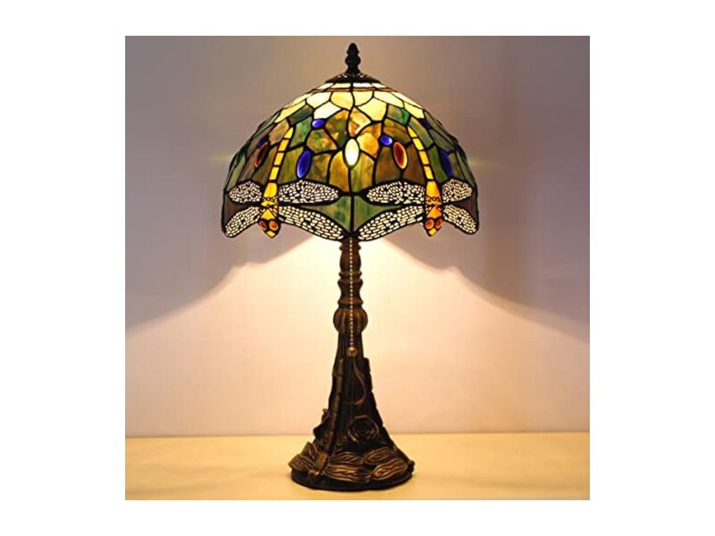 Tiffany Style Stained Glass Dragonfly Table Lamp For Bedroom Living Room image number 3