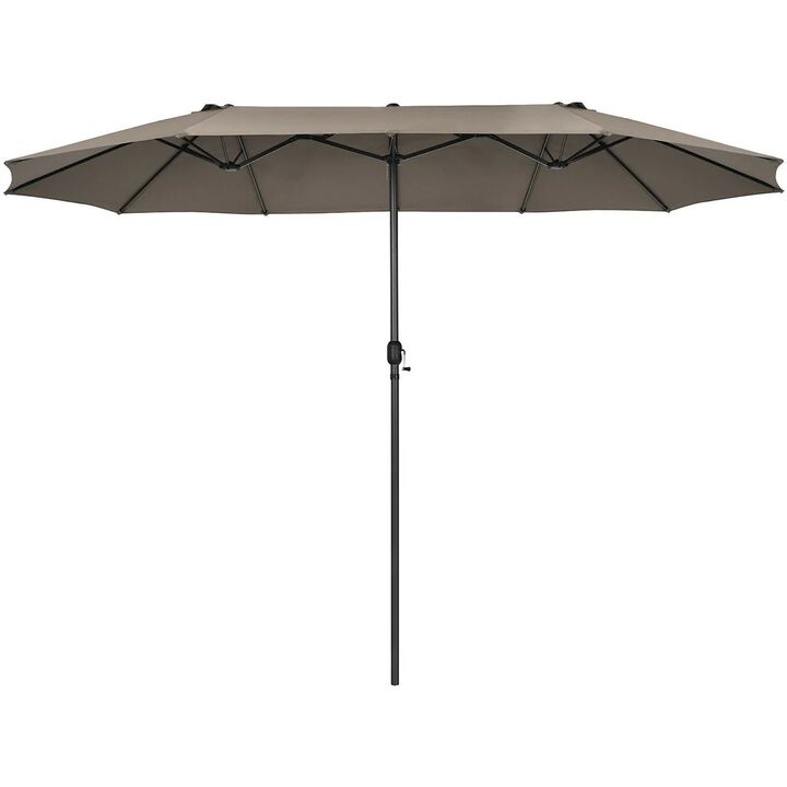 Mondawe 15 Feet Patio Double-Sided Umbrella with Hand-Crank System