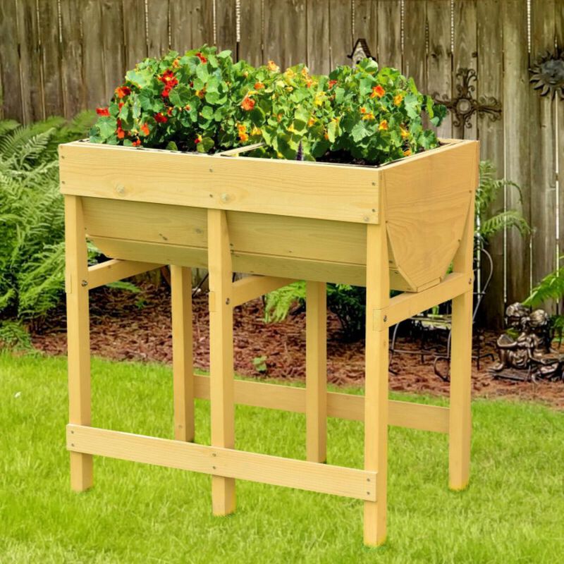 Hivvago Raised Wooden Planter Vegetable Flower Bed with Liner