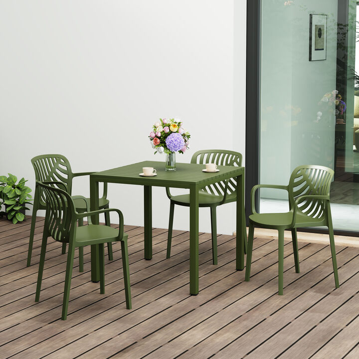 WestinTrends 5-Piece Outdoor Square Dining Table Patio Set with Stackable Patio Dining Chairs