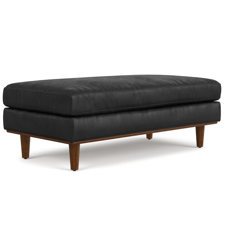 Morrison 49 inch Wide Mid-Century Modern Table Ottoman in Sienna Top Grain Genuine Leather