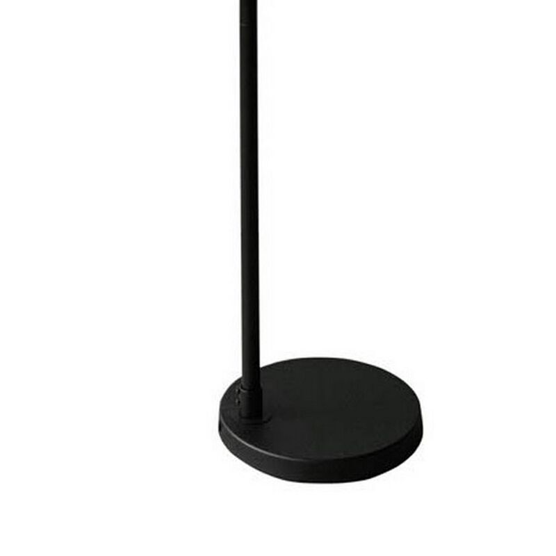 63 Inch Modern Metal Floor Lamp, Frosted Glass Globe Shade, Black, White-Benzara image number 4