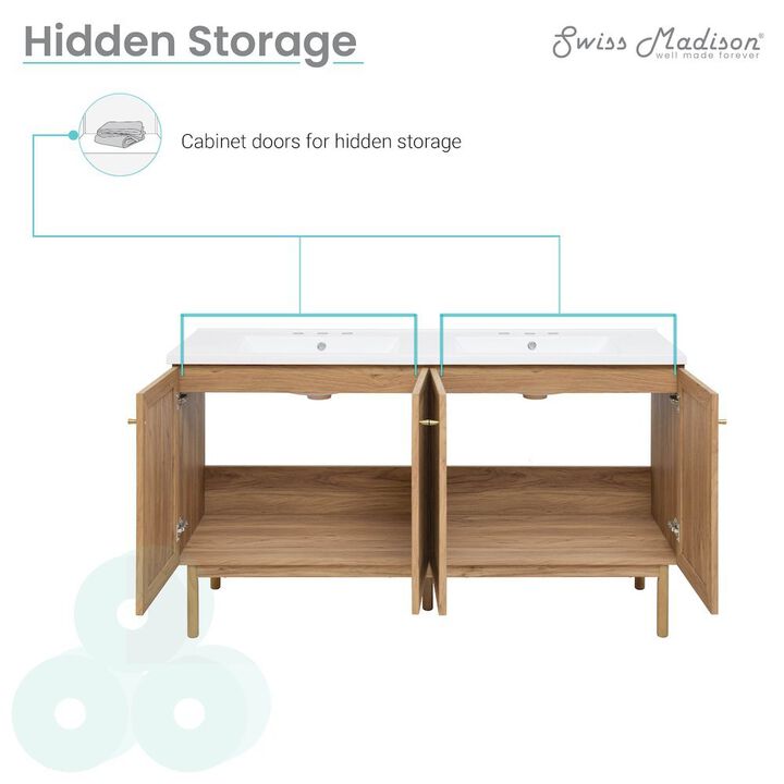 60" Freestanding Bathroom Vanity with 3-Hole Widespread Sink Top