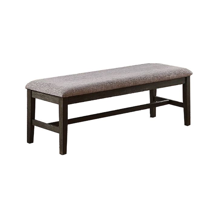 Dining Bench with Fabric Upholstery and Cushioned Seat, Brown-Benzara