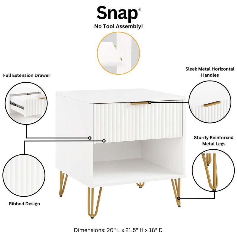 Dumbo Dresser and Nightstand Set in White image number 7