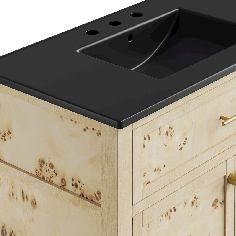 Modway Elysian 36" Wood Bathroom Vanity in Black Burl with Ceramic Sink Basin image number 9