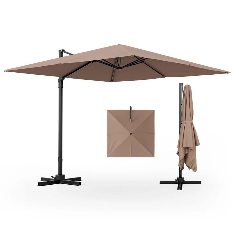 Mondawe 9.5 Feet Square Patio Cantilever Umbrella with 360° Rotation