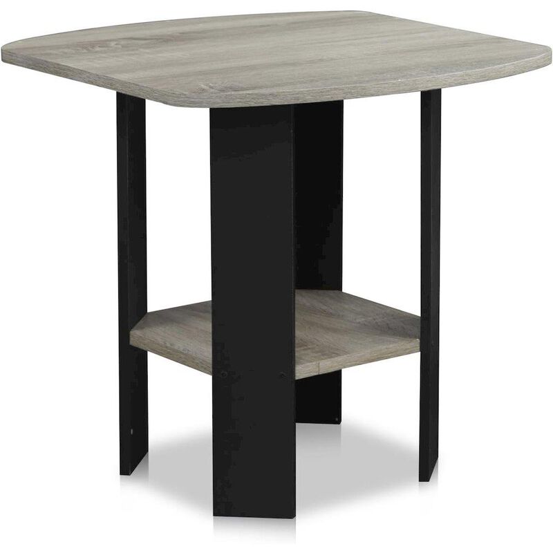 Simple Design End Table, Side Table, Grey Oak/Black