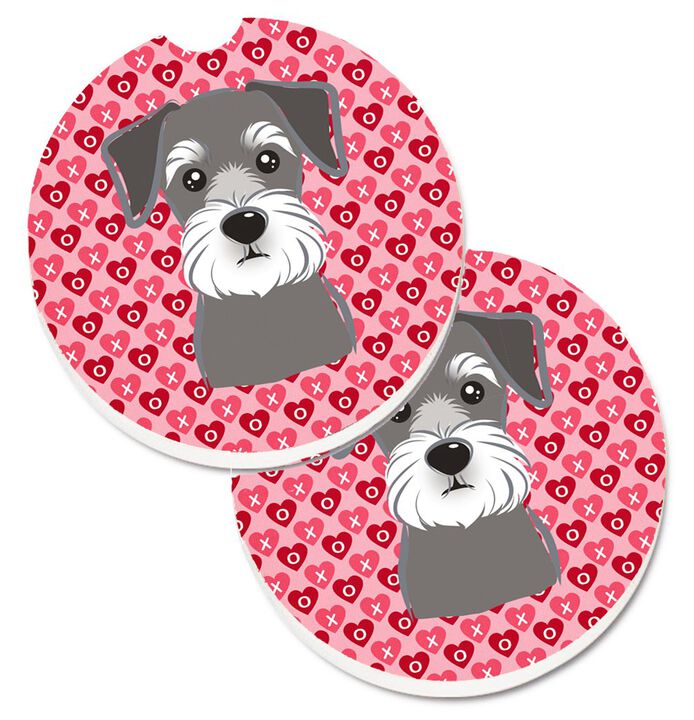 Caroline's Treasures Schnauzer Hearts Set of 2 Cup Holder Car Coasters, 2.56, Multicolor