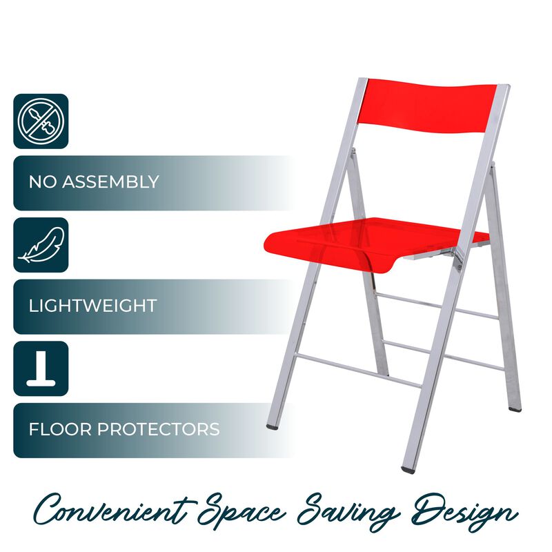 LeisureMod Menno Folding Dining Chair with Stainless Steel Frame, Compact and Durable Design for Kitchen, Balcony, Patio, Garden, Office, or Event Use