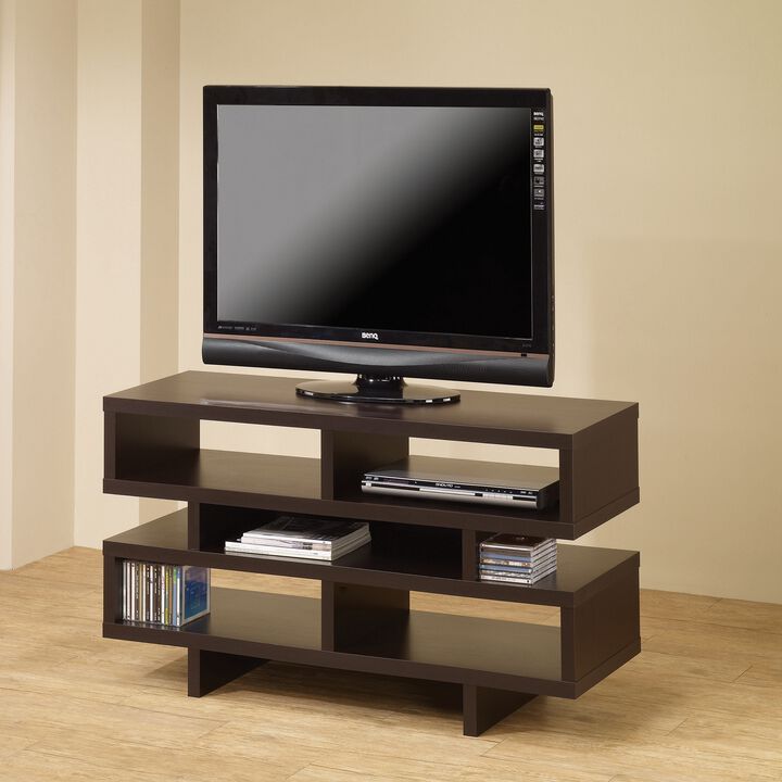 Contemporary TV Console with Open Storage, Brown-Benzara