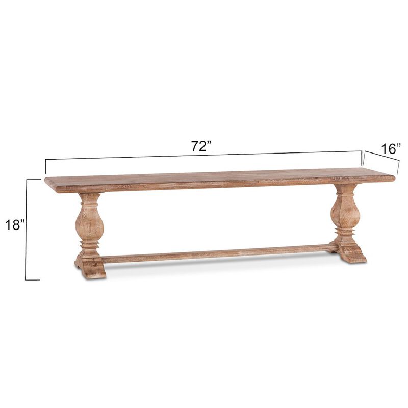 World Interiors Pengrove 72" Dining Bench in Antique Oak Finish image number 3