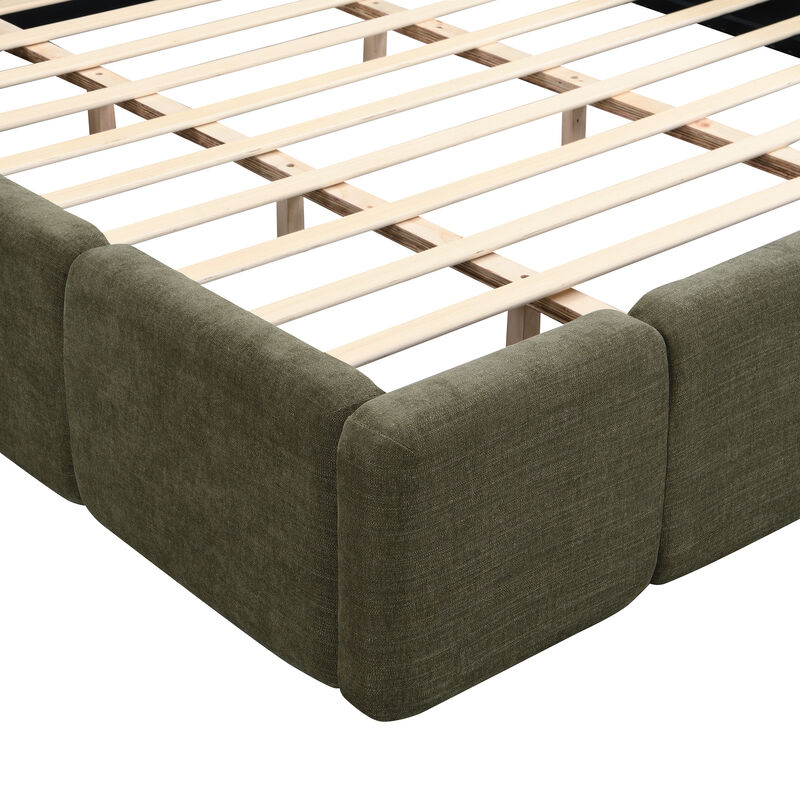 Christopher Knight Home Wilona Modern Wooden Linen Upholstered Platform Bed with Headboard image number 7