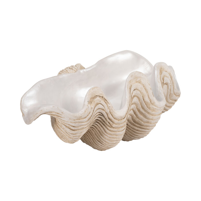 16" Pearlized Clam Shell Bowl, Ivory image number 2