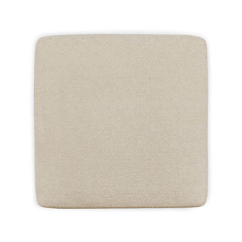 Felo Square Accent Ottoman, 39 Inch Modern Beige Polyester Cushioned