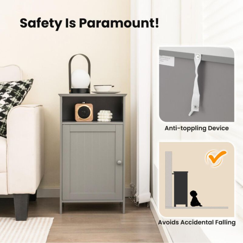 Hivvago Bathroom Freestanding  Adjustable Shelf Floor Storage Cabinet