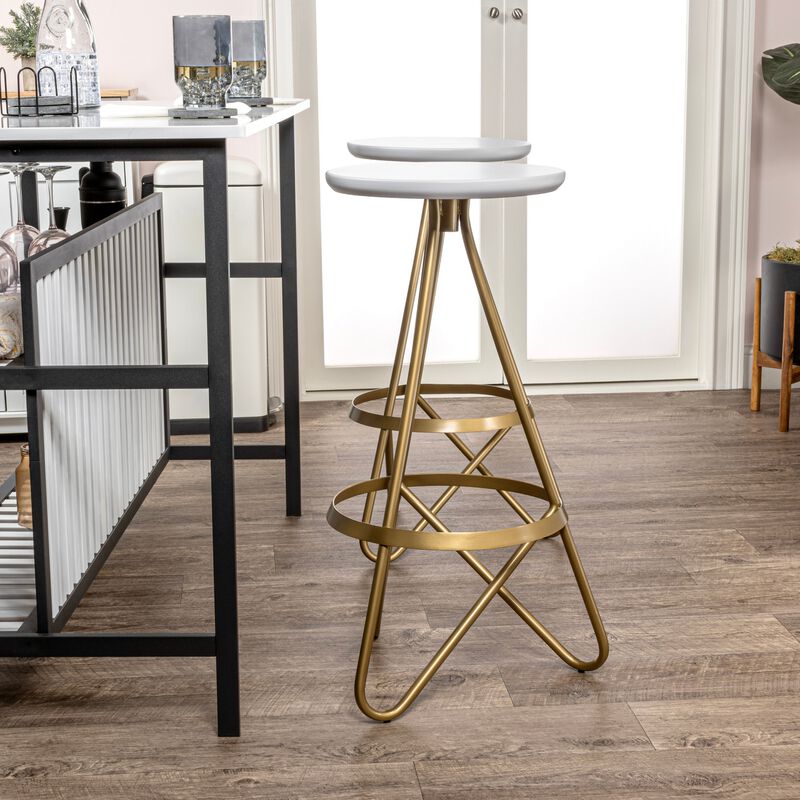 Spiroa 30" Modern Industrial Metal Backless Circular Bar Stool