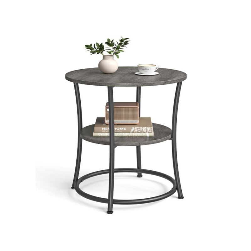 Small Round End Table with 2 Shelves – Ideal for Compact Living Spaces or Minimalist Interiors
