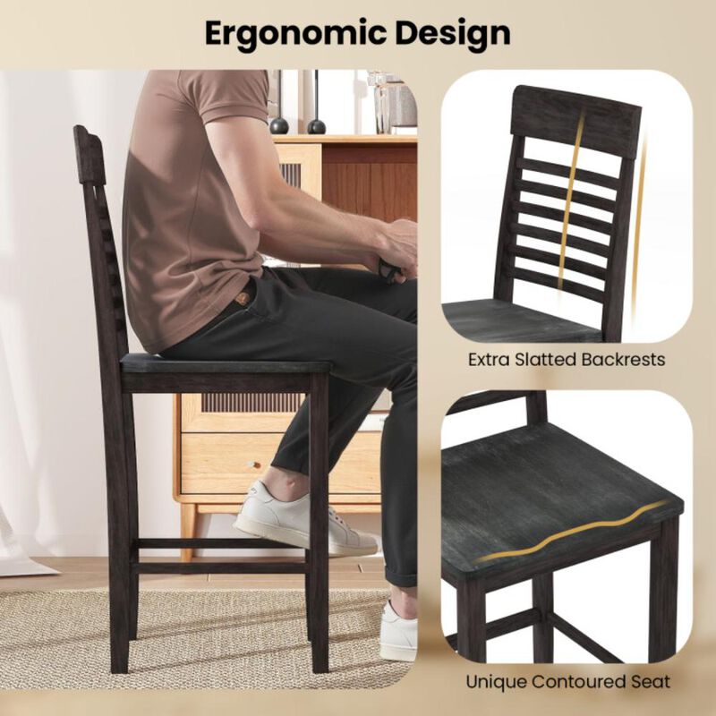 Hivvago Dining Chair Set of 2 with Footrests and Solid Wood Frame
