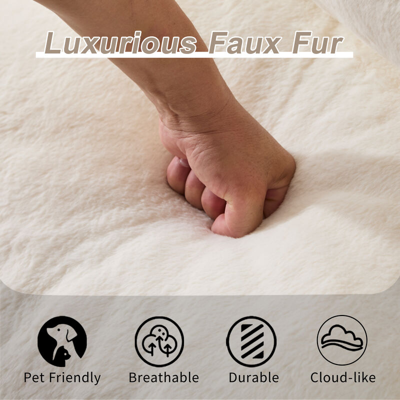 Whisen Giant Bean Bag Couch Ultra Soft Fluffy Loveseat Oversized Chase Lounge Chair with Pillows image number 3