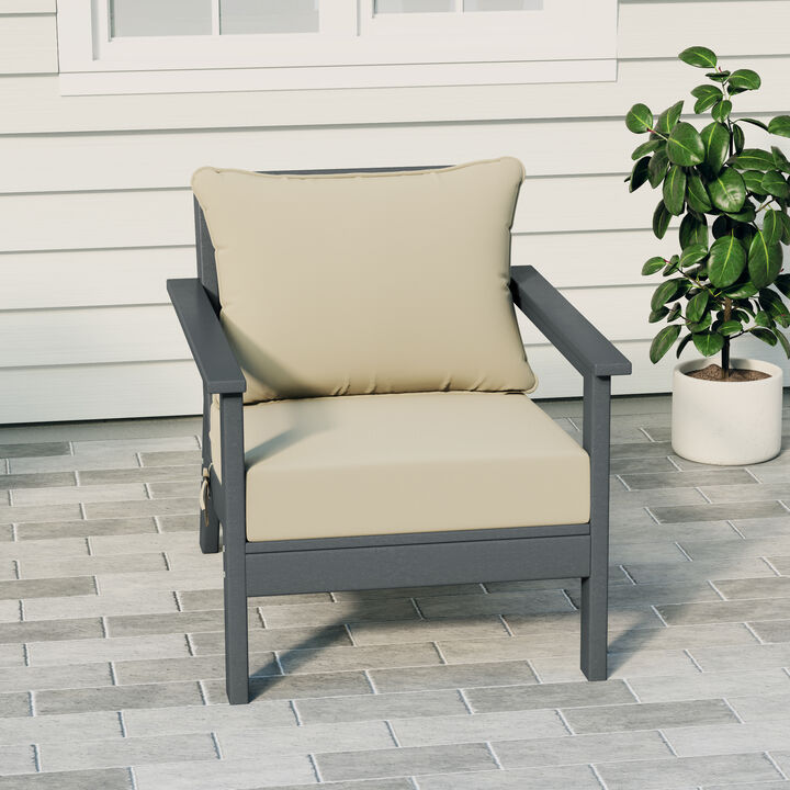 WestinTrends Outdoor Modern HDPE Patio Club Chair with Deep Seat Cushions