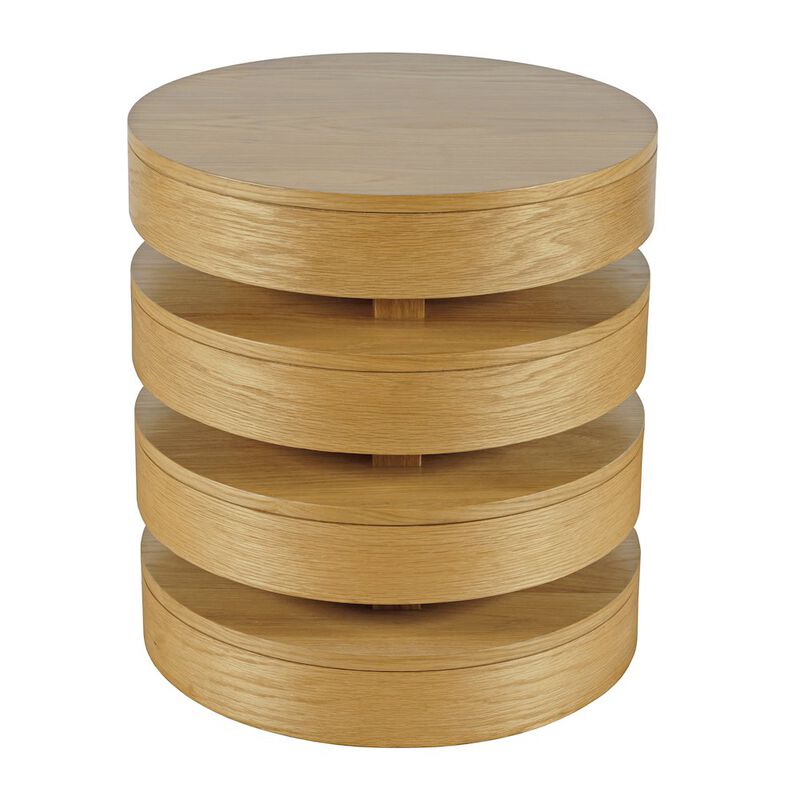 Jofran Brix Mid-Century Modern Floating Sculpture Layered Round End Table