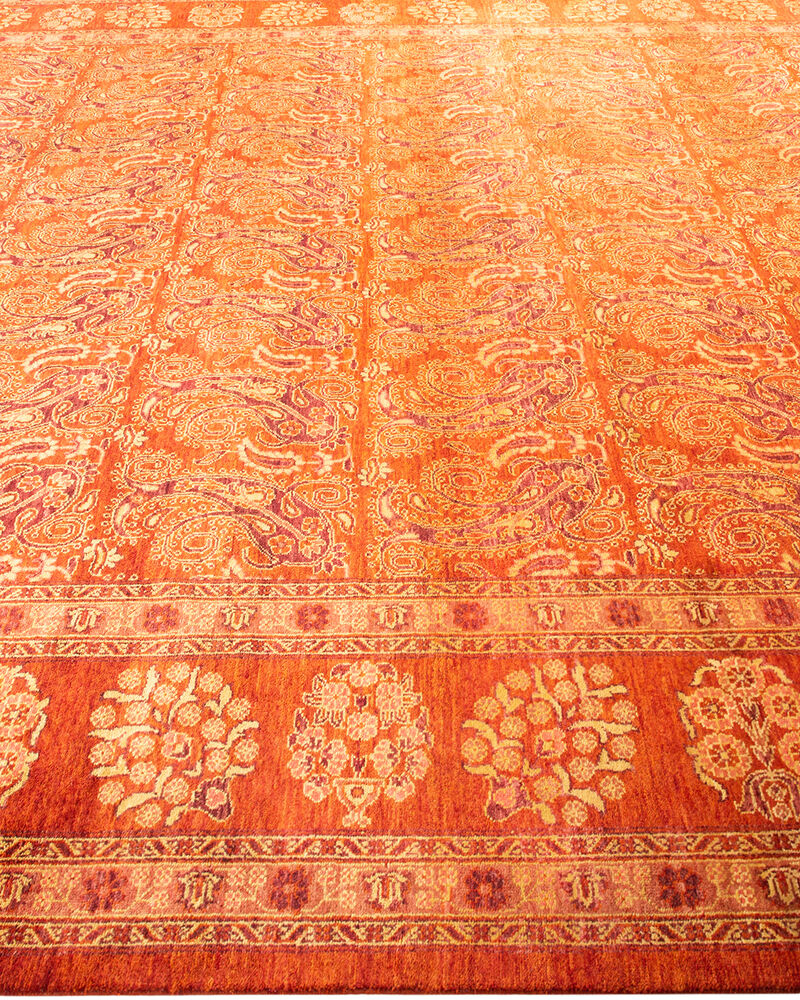 Eclectic, One-of-a-Kind Hand-Knotted Area Rug  - Orange, 9' 2" x 11' 10" image number 4