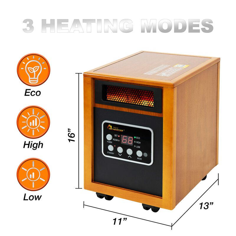 Dr Heater USADr Infrared Heater Portable Space Heater, 1500-Watt, Cherry