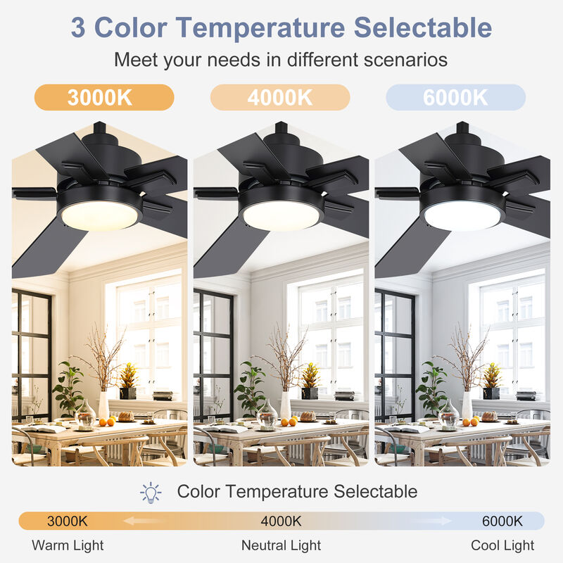 Breezary 42" Ceiling Fan with LED Light, 5 Reversible Blades, 6 Speeds, Remote image number 2