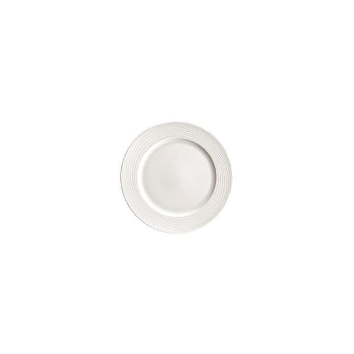 Loop dia.6.75" Round Warm White Porcelain Plate (Set of 4)