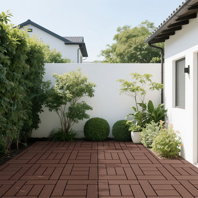 44 Pcs Interlocking Deck Tiles,Plastic Patio Flooring Outdoor Waterproof, All Weather Use for Balcony Porch Backyard Poolside image number 8