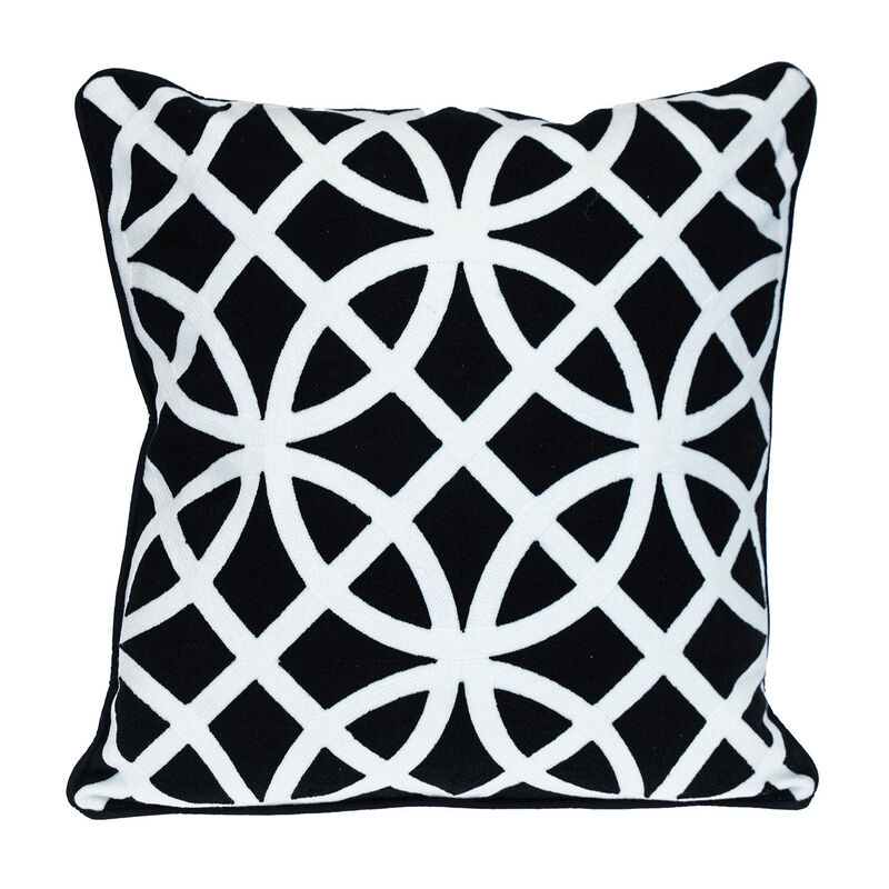 HomeRoots 20" Black Geometric Cotton Throw Pillow image number 2