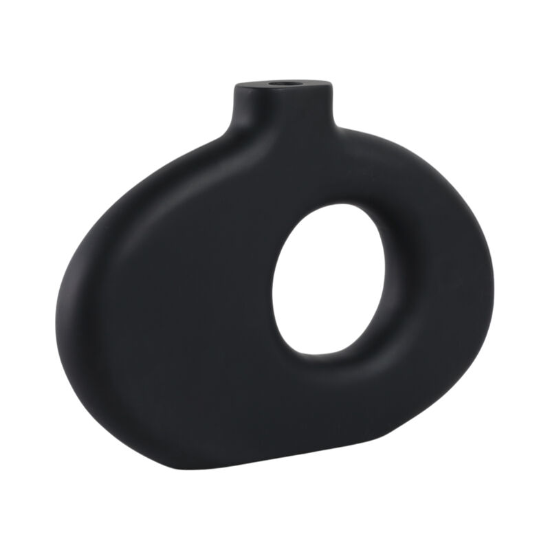Cut-out Wood Vase, Black image number 2