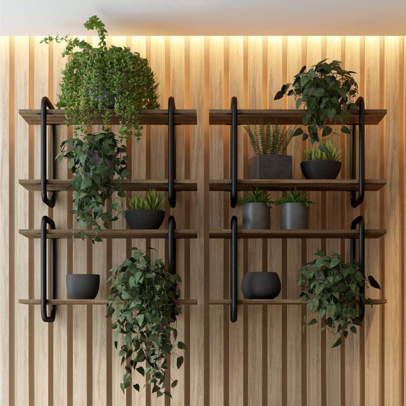 Techni Mobili Modern Floating Wall Shelves, Walnut