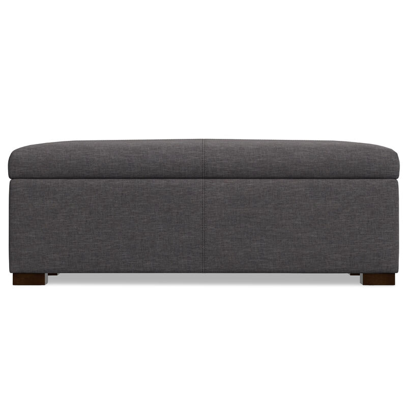 Gabbie 48 inch Wide Contemporary Rectangle Rectangular Storage Ottoman in Slate Grey Polyester Linen, Assembled