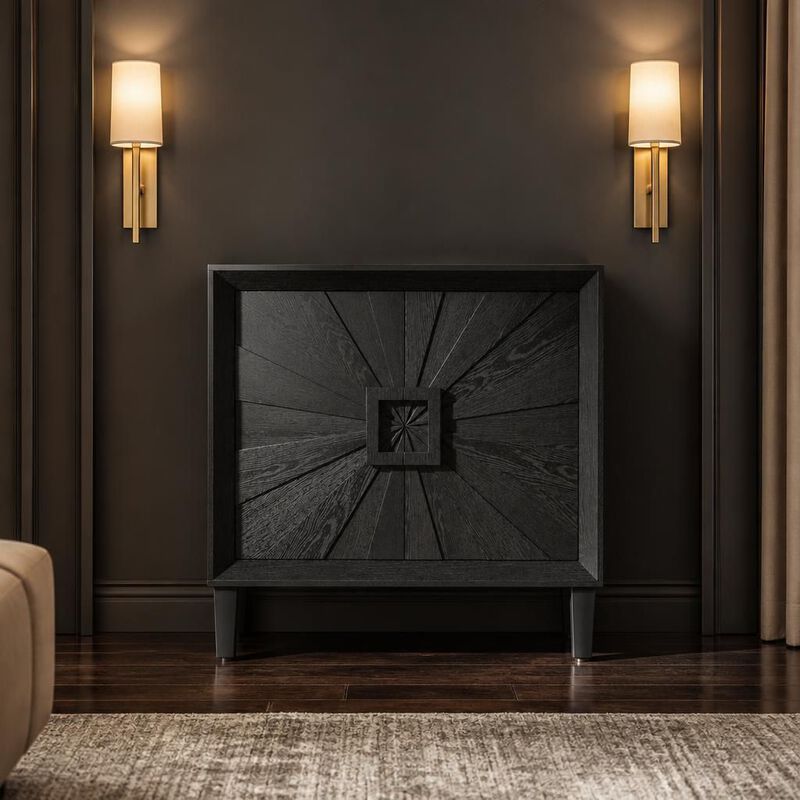 GOODSILO Compact Mid-Century 2-Door Storage Credenza with Adjustable Shelves, Small Space Accent Cabinet for Dining Room Entryway image number 2