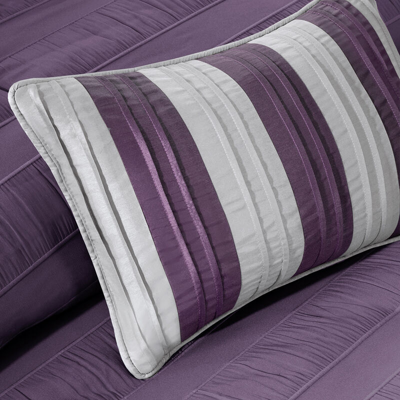 Gracie Mills Doyle Modern 7-Piece Wrinkle-Texture Stripe Comforter Set