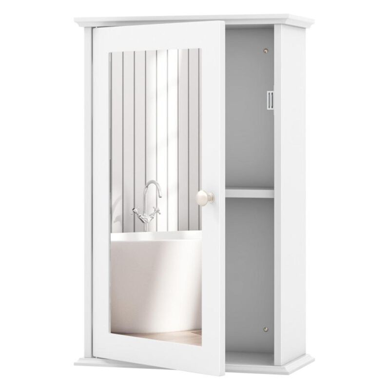 Hivvago Bathroom Wall Cabinet with Single Mirror Door and Adjustable Shelf