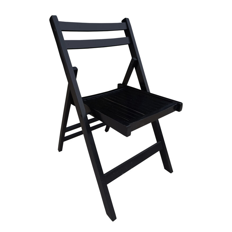 Furniture Slatted Wood Folding Special Event Chair - black, Set of 4, FOLDING CHAIR, FOLDABLE STYLE