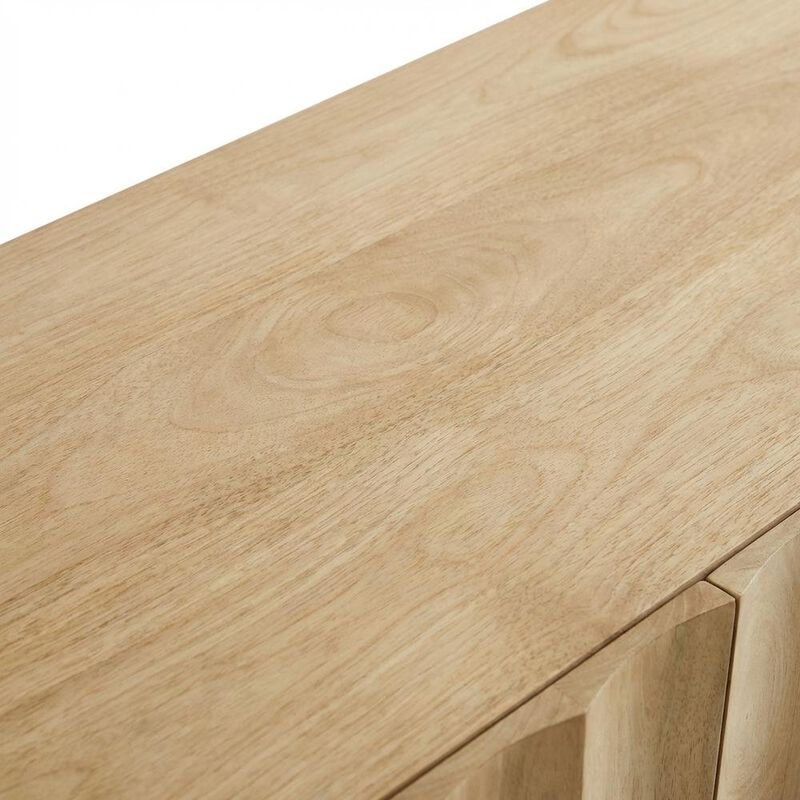 Scalloped Wood TV Stand in Neutral Finish with Spacious Storage image number 5